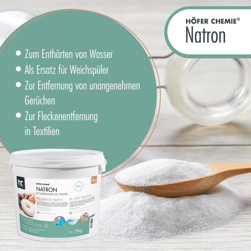 25 kg Natron Backsoda Natriumhydrogencarbonat in Lebensmittelqualität - der perfekte Haushaltshelfer - Höfer Chemie GmbH
