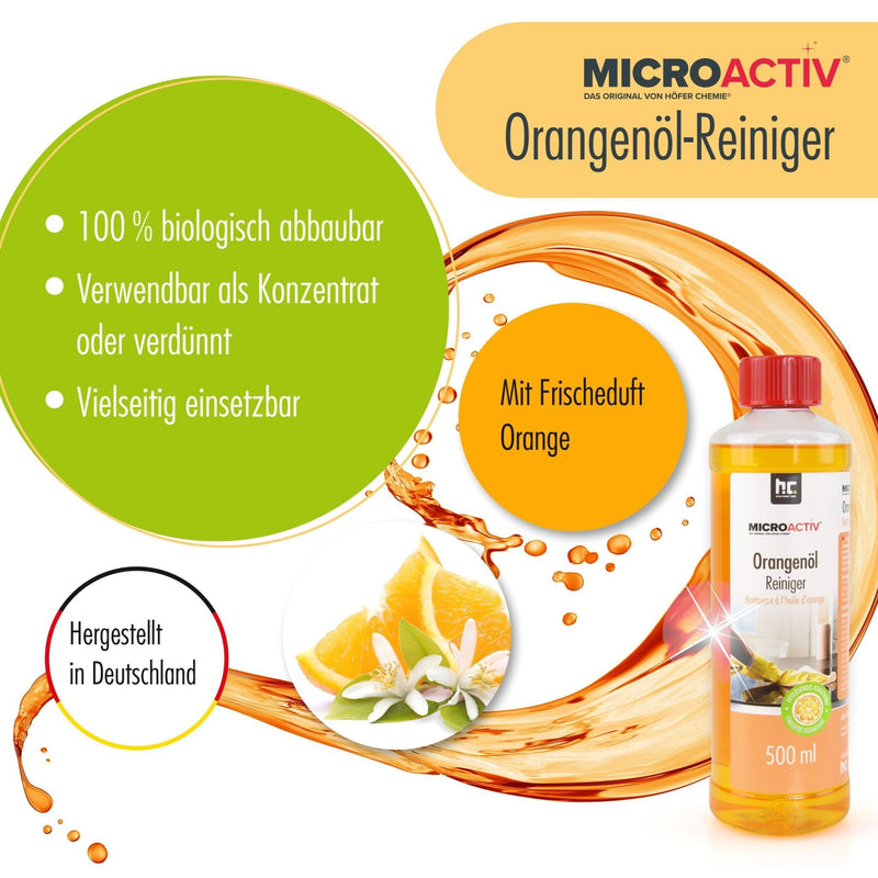 500 ml Microactiv® Orangenöl Reiniger Konzentrat in Flasche - Höfer Chemie GmbH