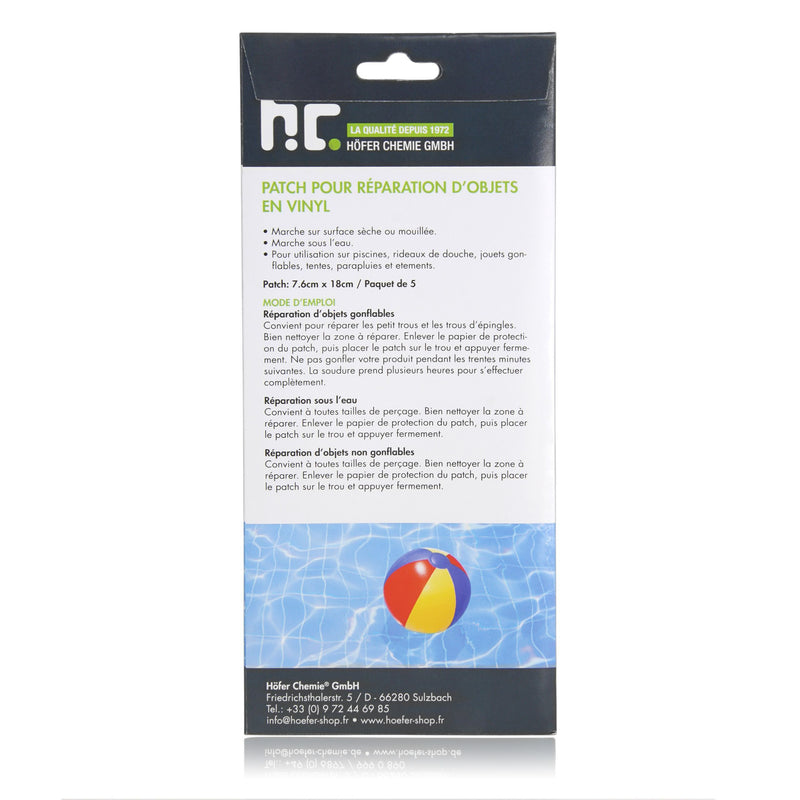Jeu de patchs de réparation autocollants pour produits en vinyle tels que piscines, ballons, etc.