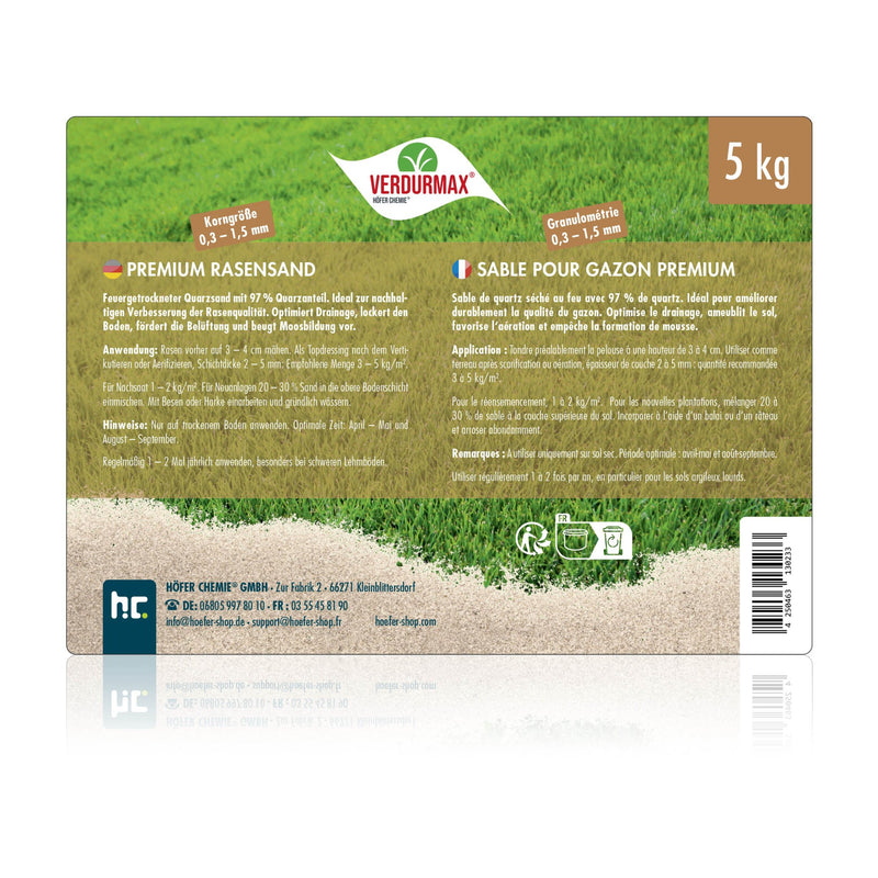 5 kg VERDURMAX® Premium Rasensand 0,3 - 1,5 mm