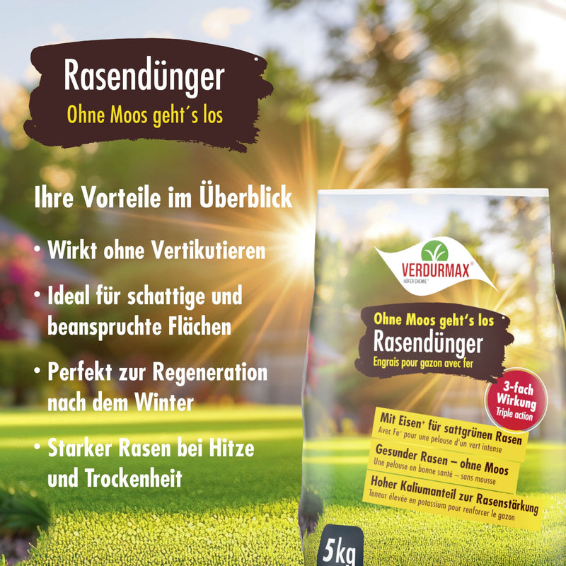 5 kg VERDURMAX® Rasendünger mit Eisen - Ohne Moos geht´s los
